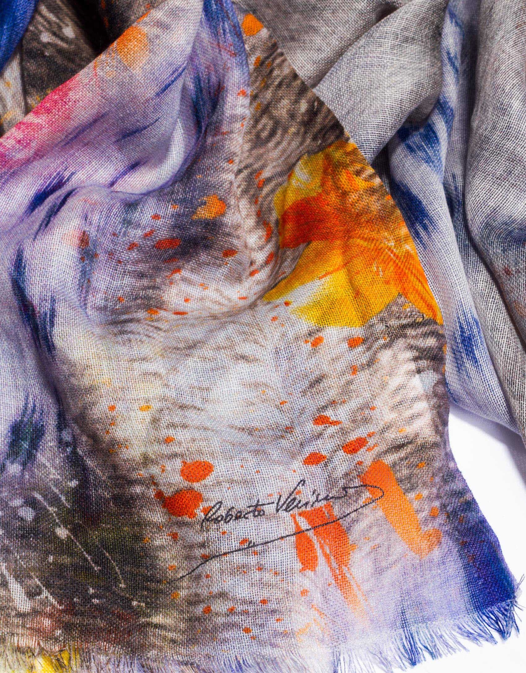 Animal and flower print scarf