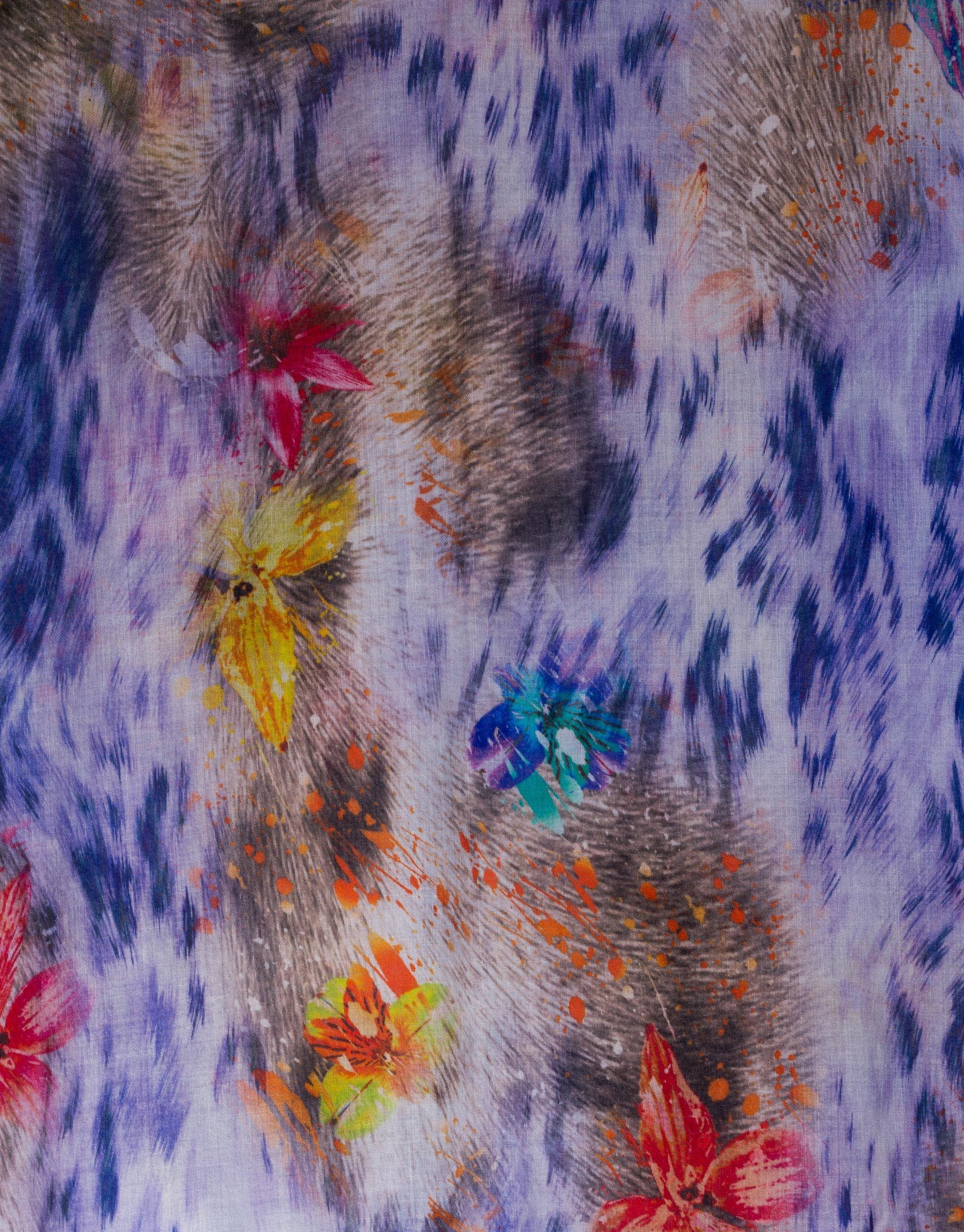 Foulard estampado mancha animal y flores