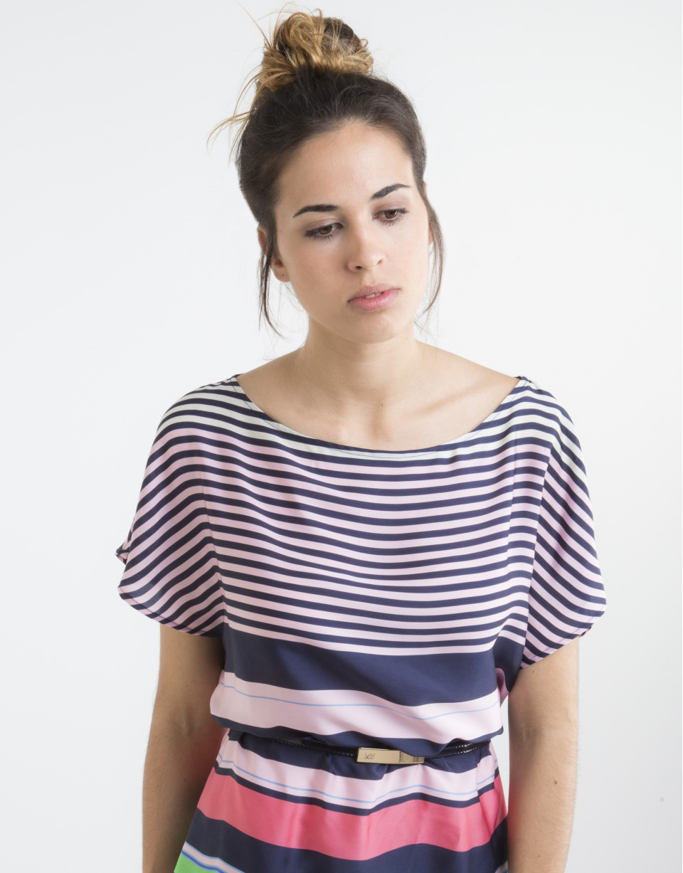 Pink striped loose blouse