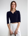 Chaqueta punto corta azul