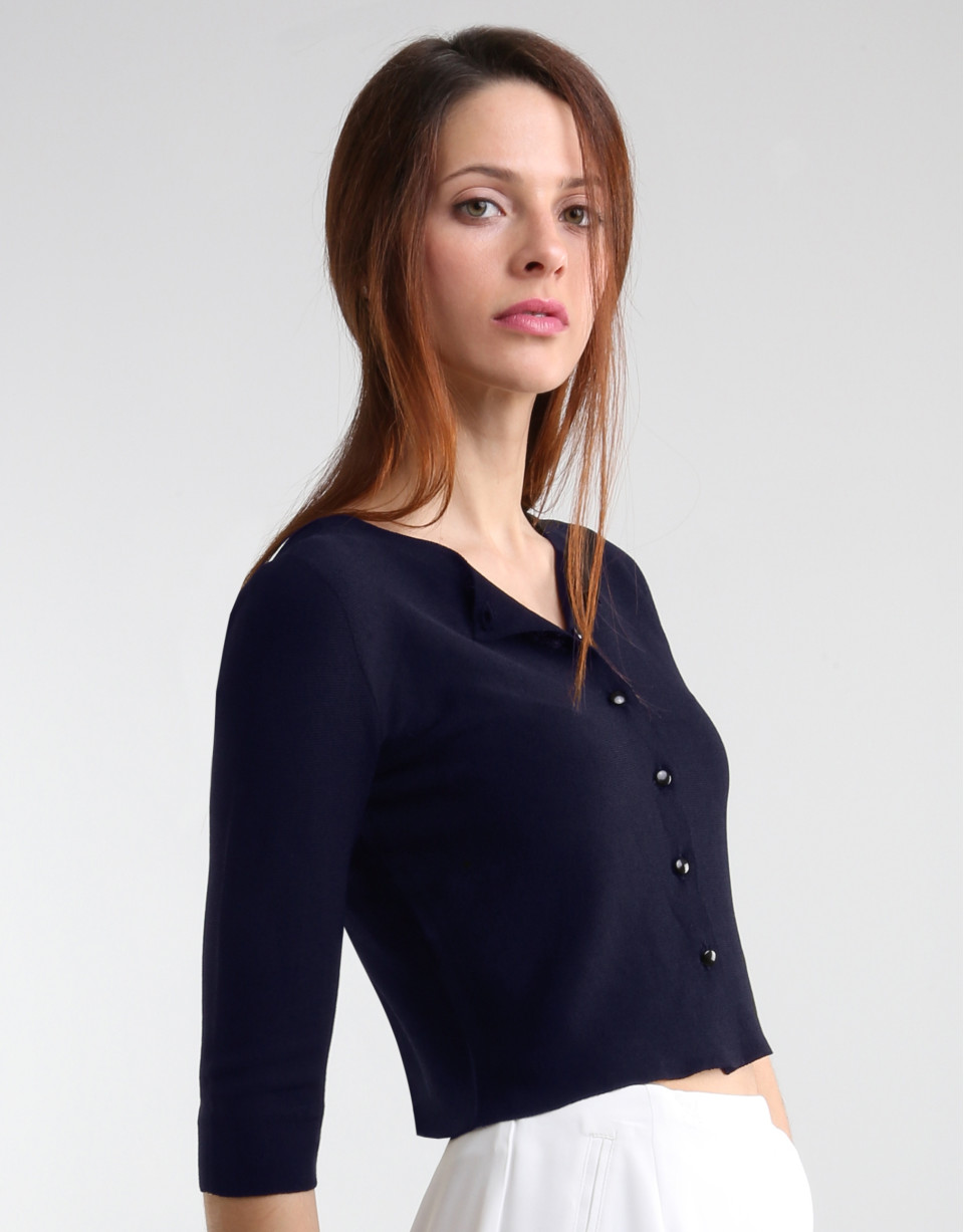 Short blue knit jacket