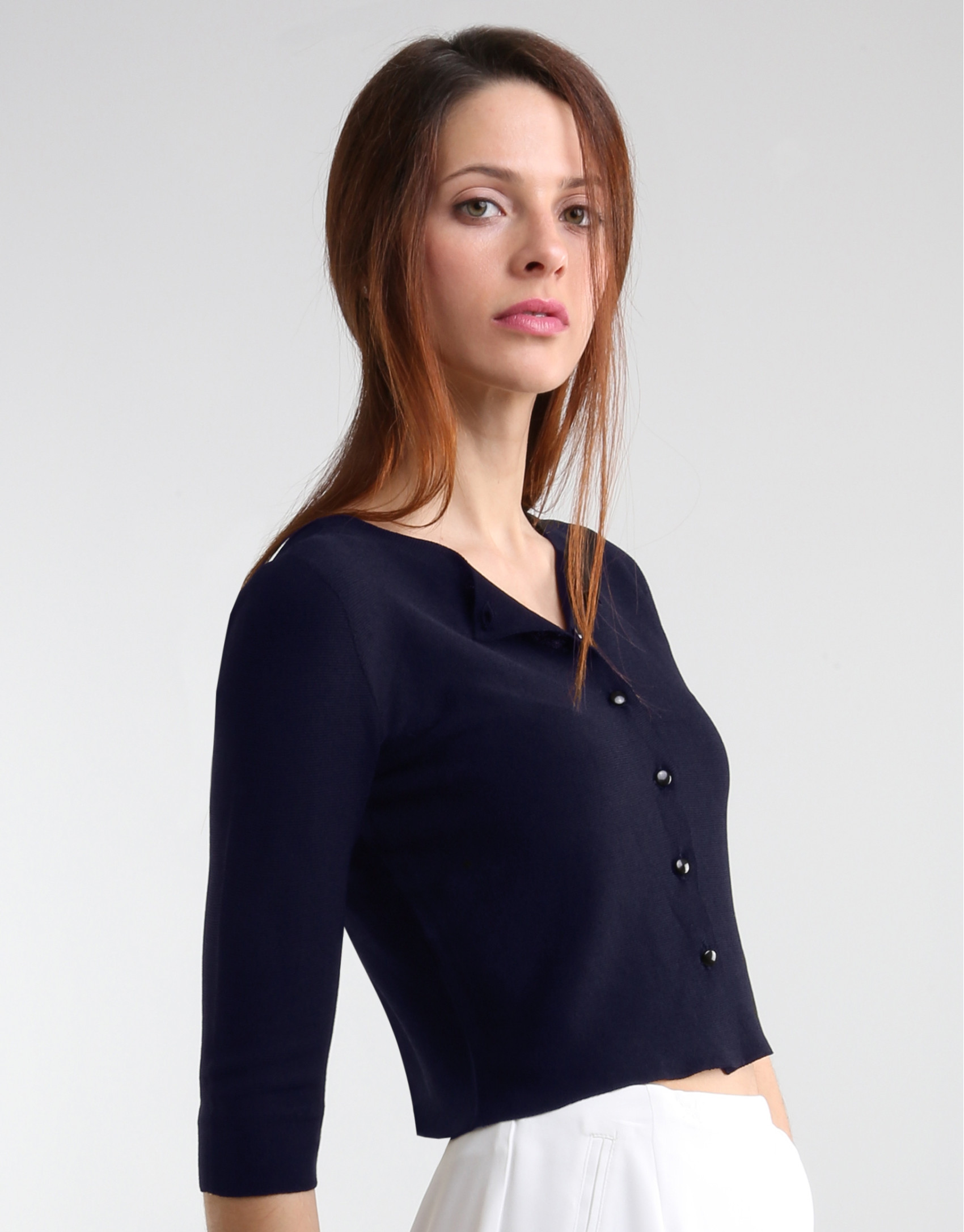 Chaqueta punto corta azul