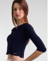 Chaqueta punto corta azul