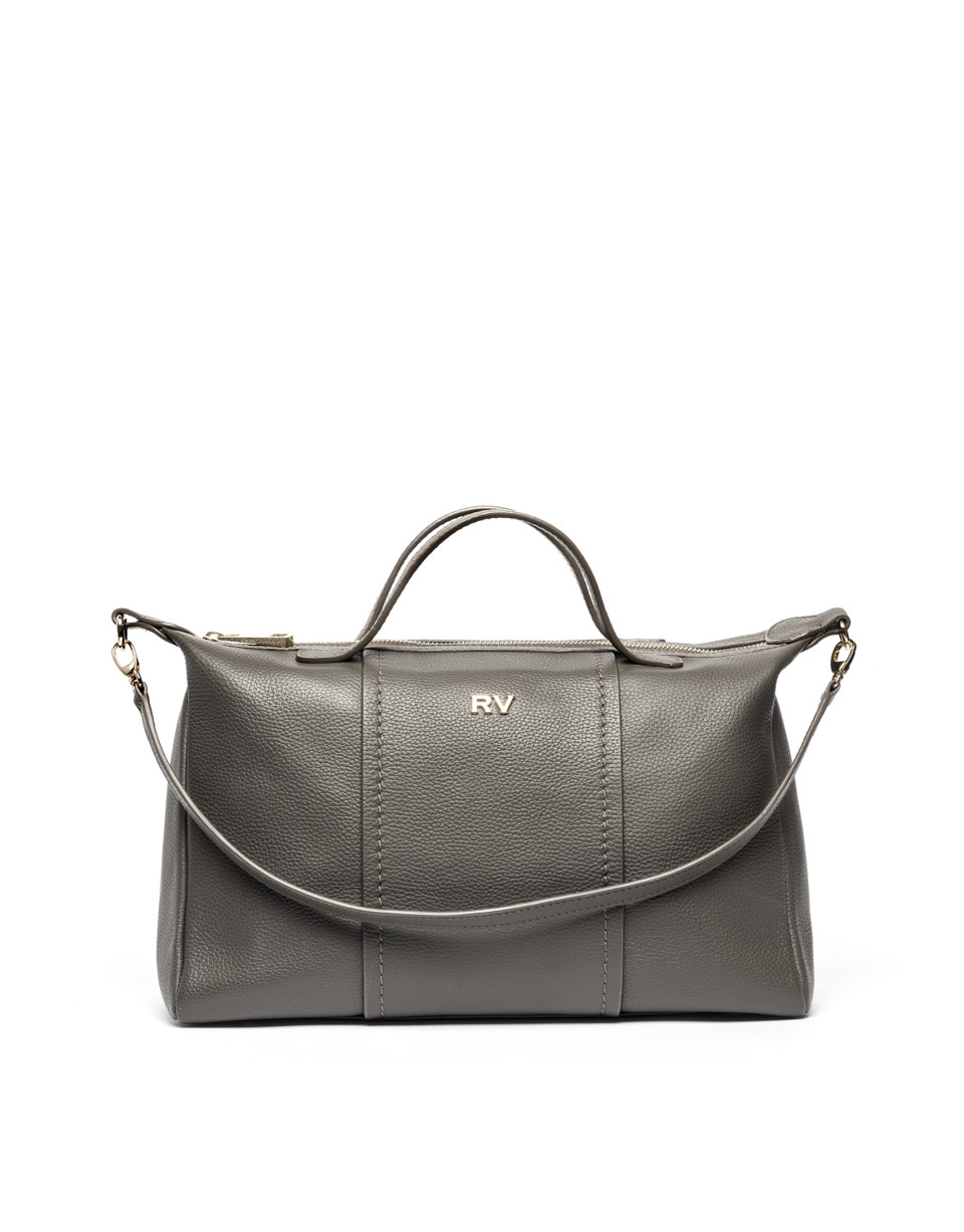 Taupe leather bowling bag Samuel