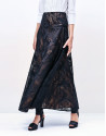 Black lace long evasé skirt