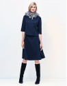 Blue top with round neckline