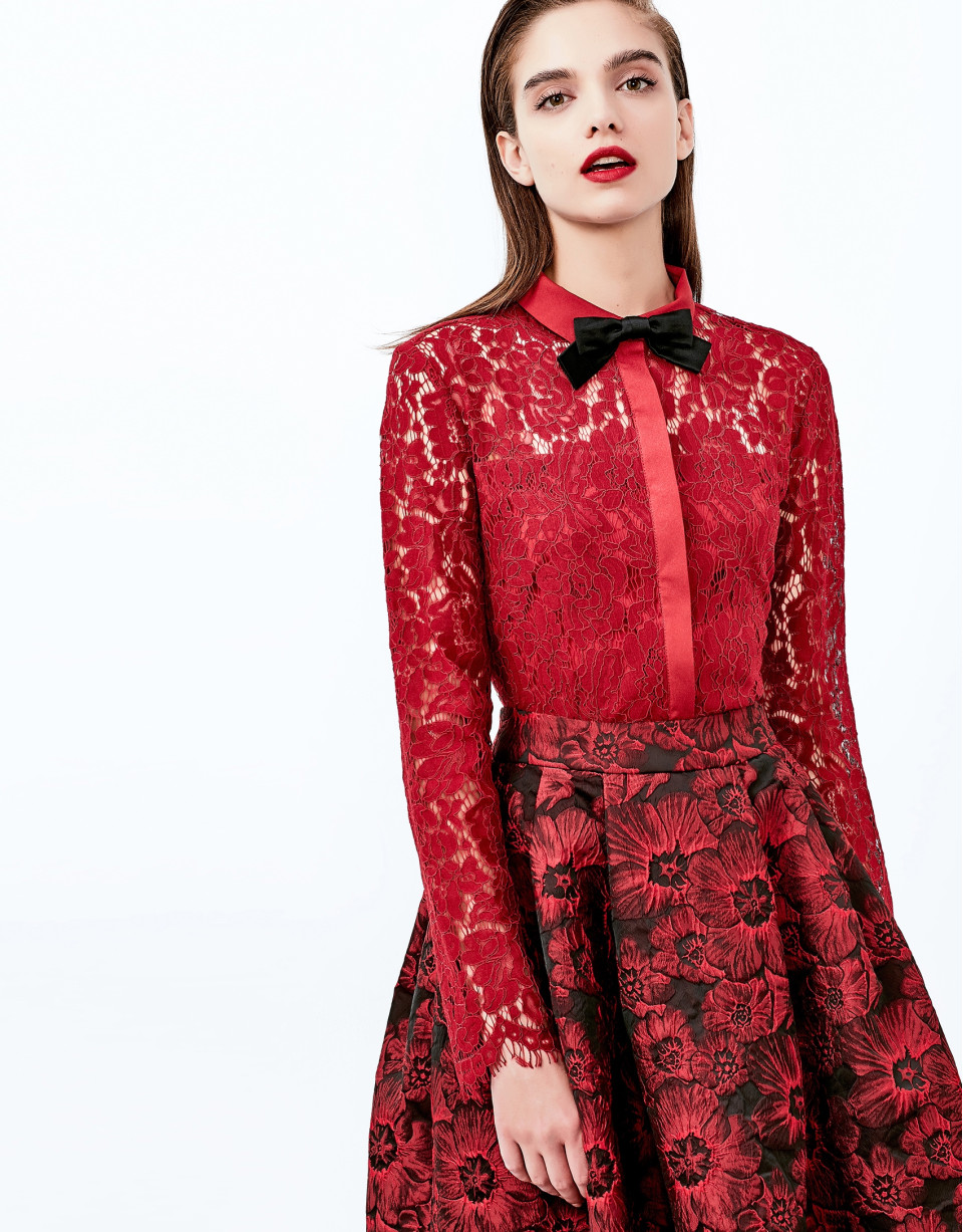 Burgundy lace shirt