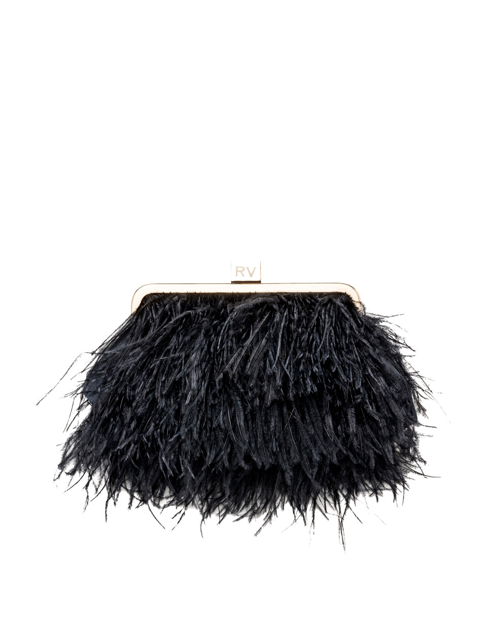 Midnight blue clutch with feathers Royal