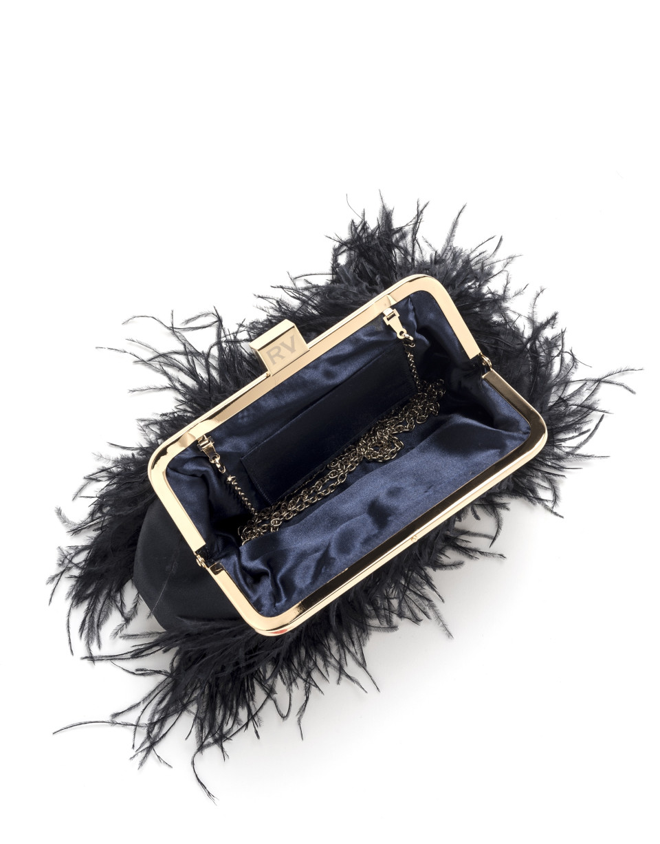Midnight blue clutch with feathers Royal