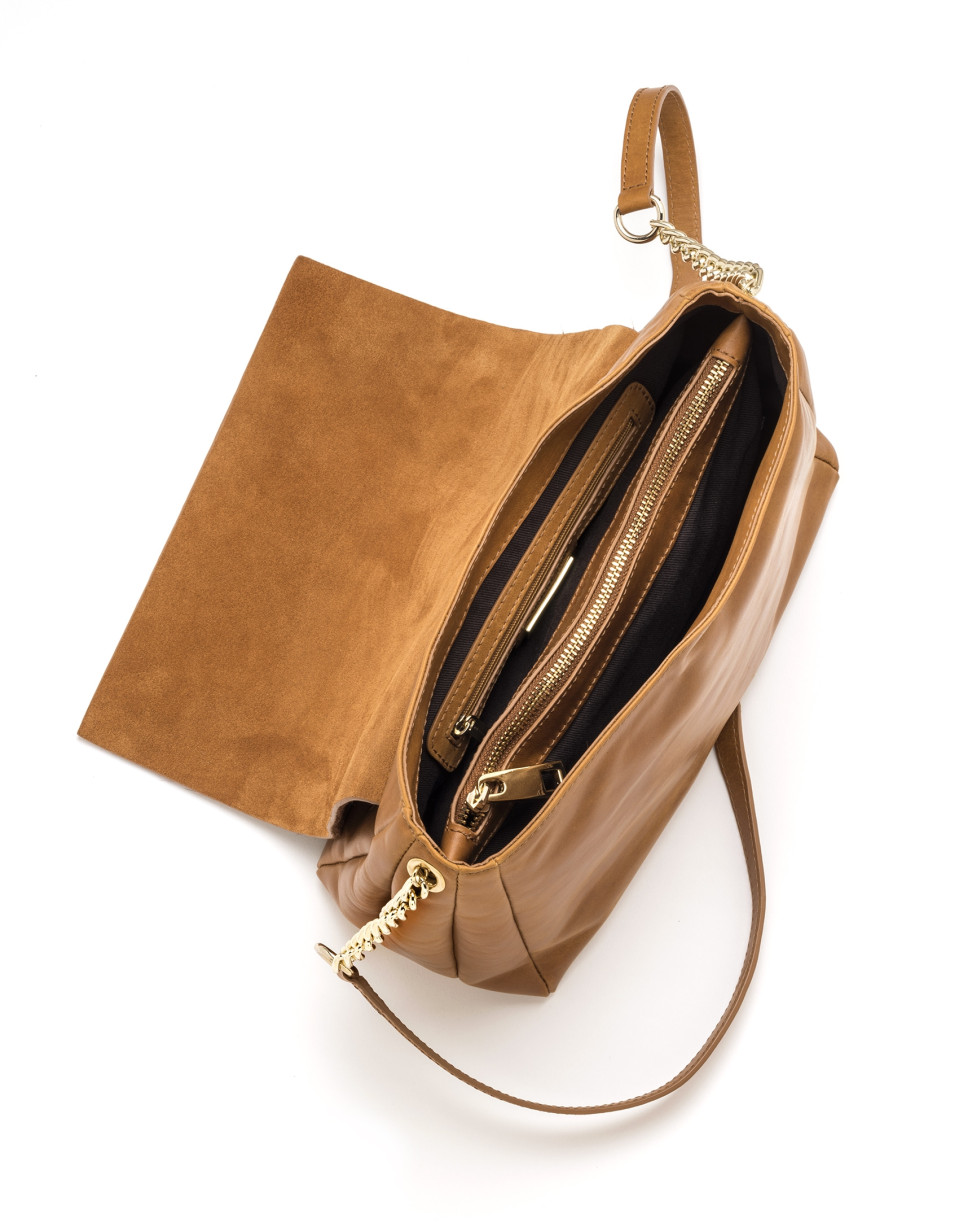 Bolso shoulder piel marrón Olivia