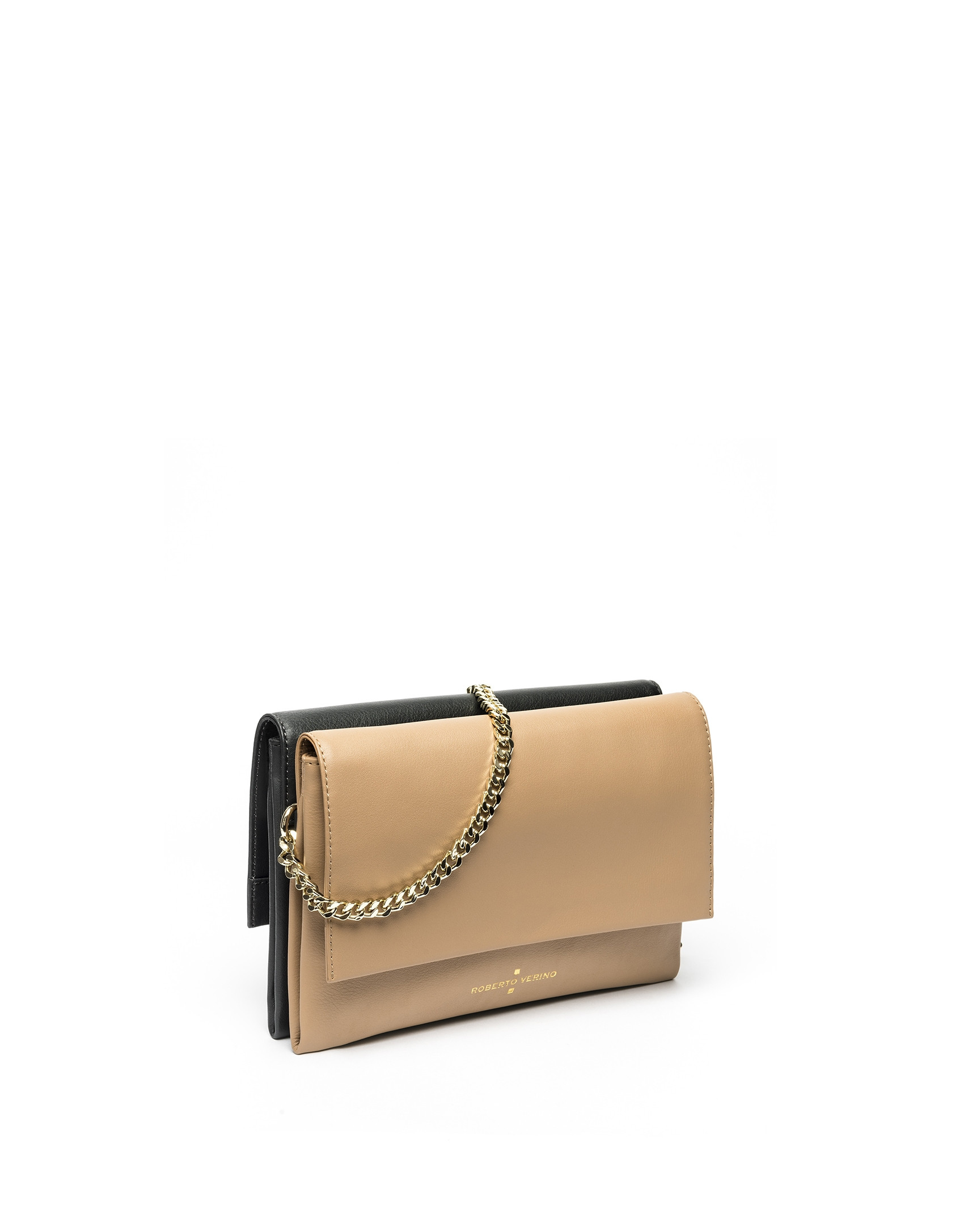 Bolso shoulder/clutch piel camel Jour nuit