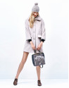 Steel gray leather Baver tote bag