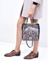 Steel gray leather Baver tote bag