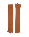 Long terra cotta knit gloves