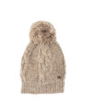 Gorro punto pompón beige
