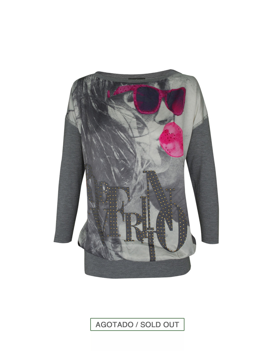 Camiseta gris fucsia Pop Art