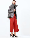 Brown print short ski jacket