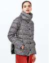 Brown print short ski jacket