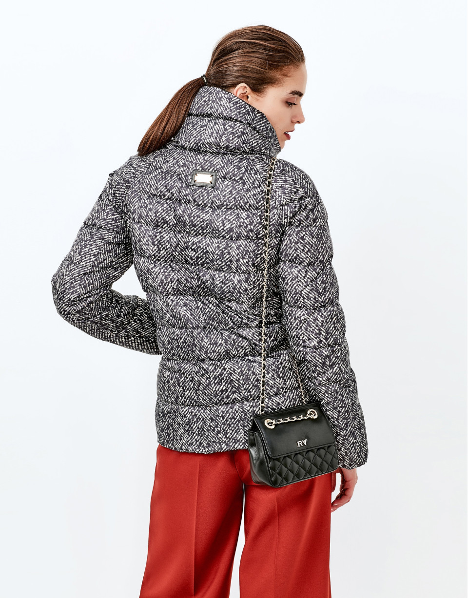 Brown print short ski jacket