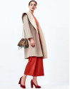 Beige double face hooded coat