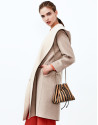 Beige double face hooded coat