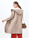Beige double face hooded coat