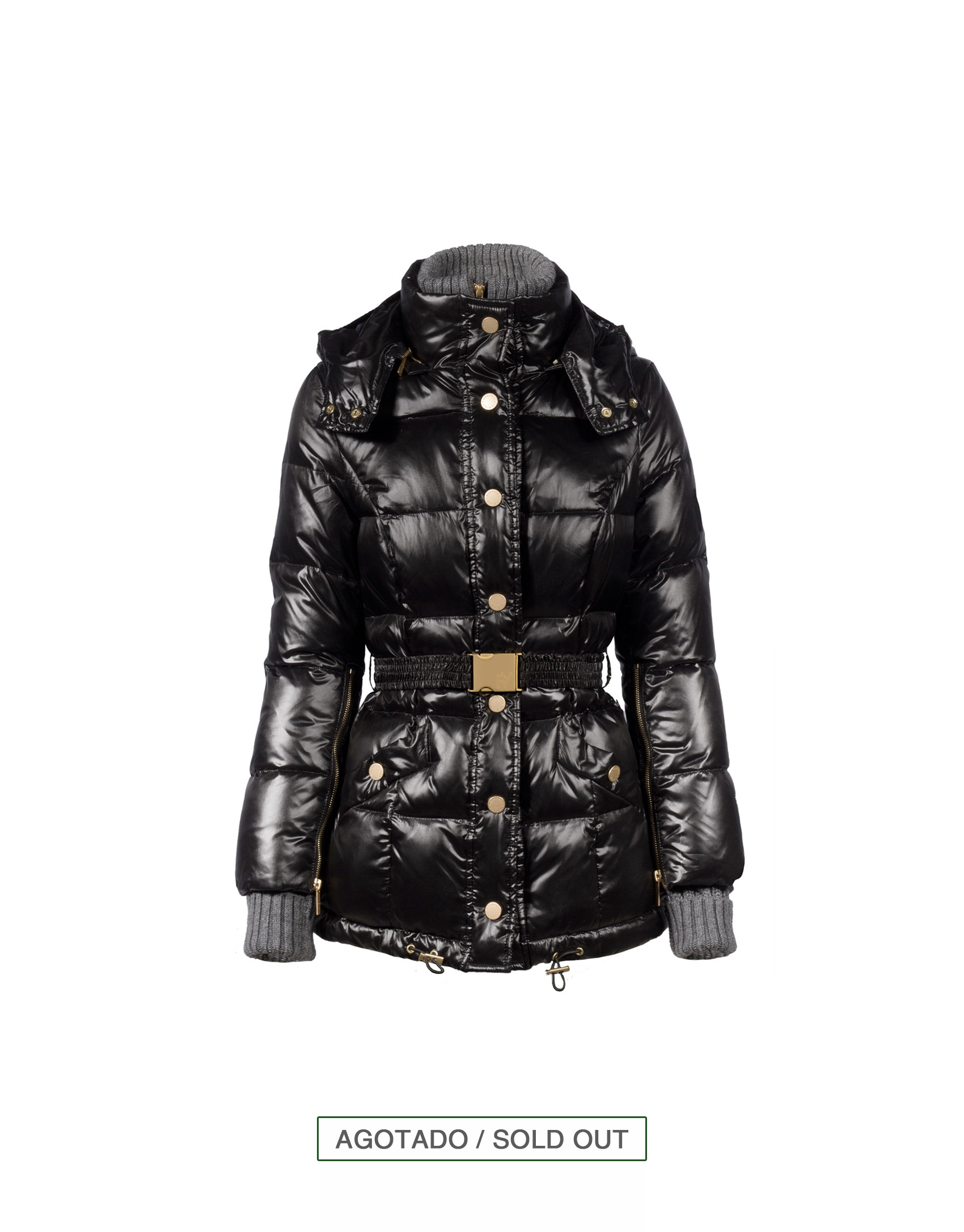 Black parka with knit sweater     