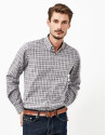 Camisa cuadros gris y marrón