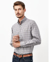 Gray and brown checked shirt