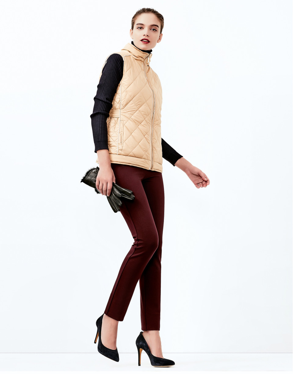 Beige reversible quilted vest