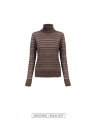 Brown stripe roll collar pullover