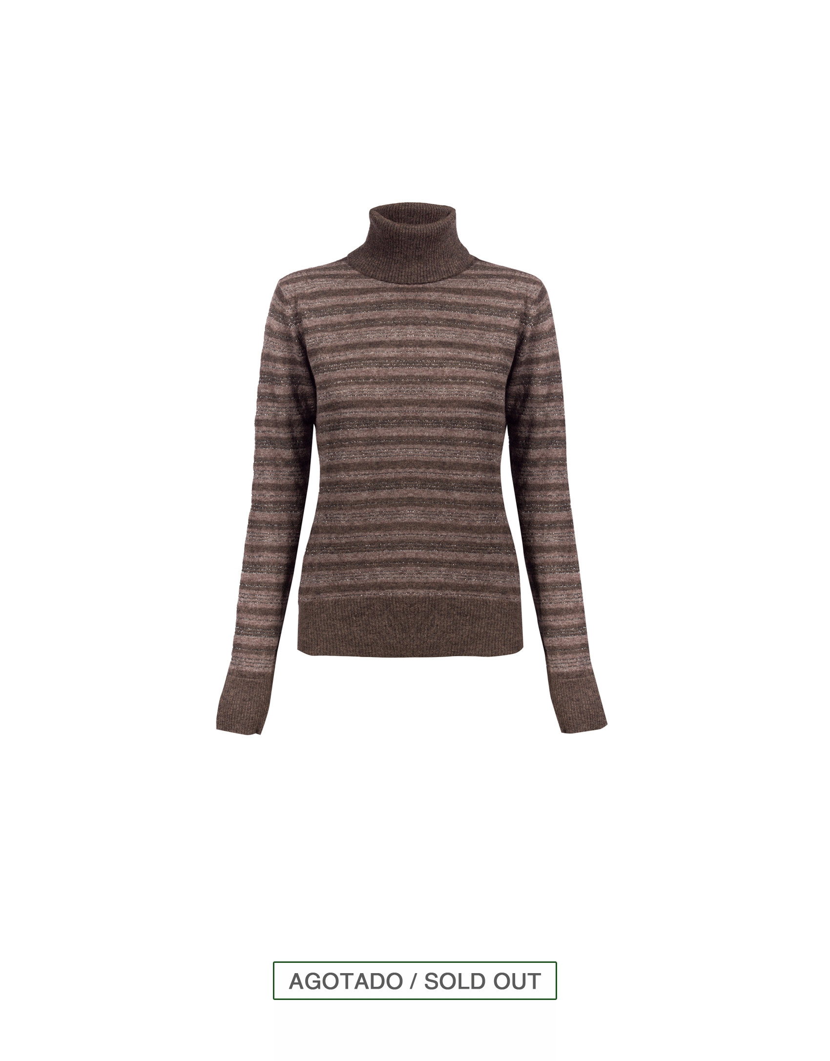 Brown stripe roll collar pullover