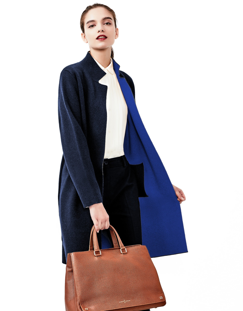 Blue knit coat