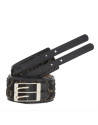 Brown embossed fur belt
