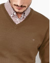 Jersey cuello pico camel