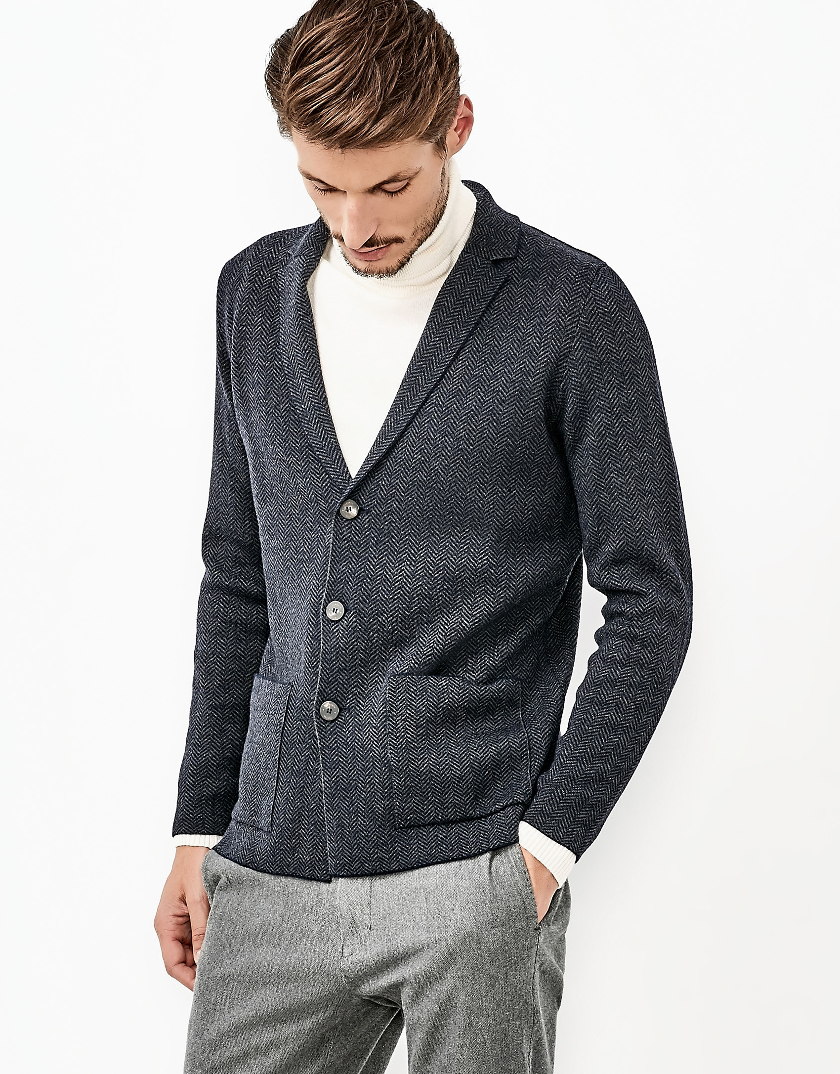 Chaqueta lana merino azul