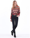 Brown geometric print blouse