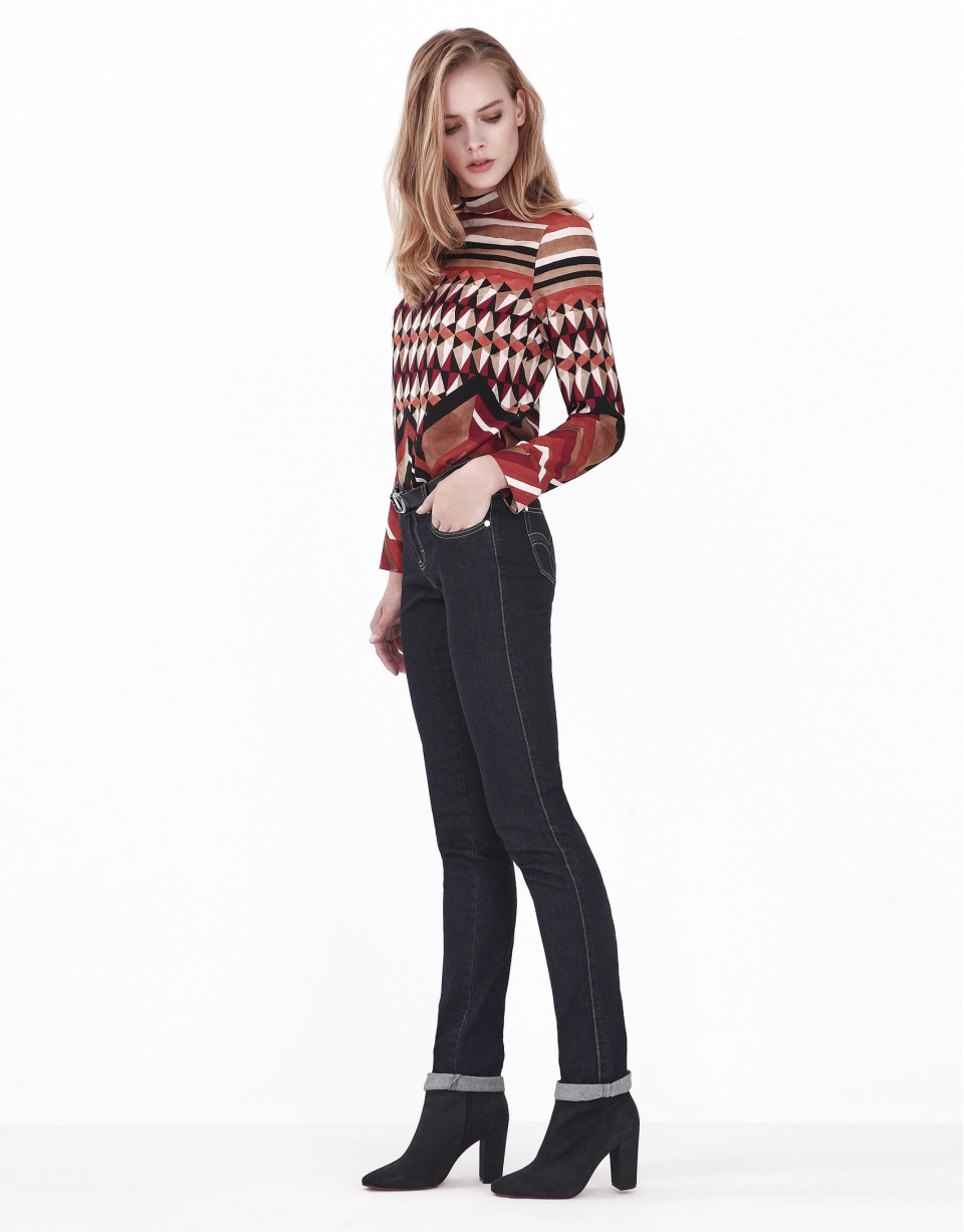 Brown geometric print blouse