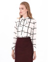 Checked blouse with bow