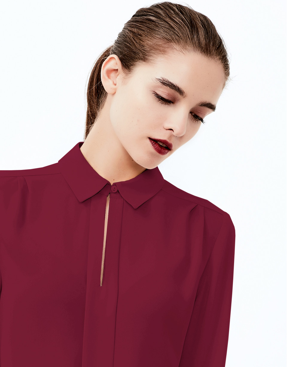 Terra cotta shirt with central pleat
