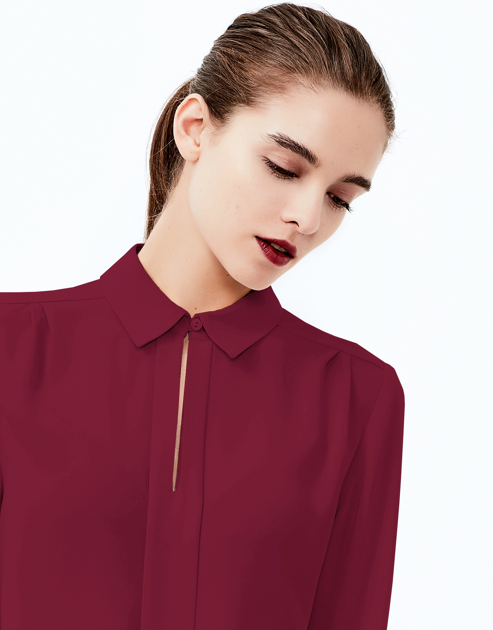 Terra cotta shirt with central pleat