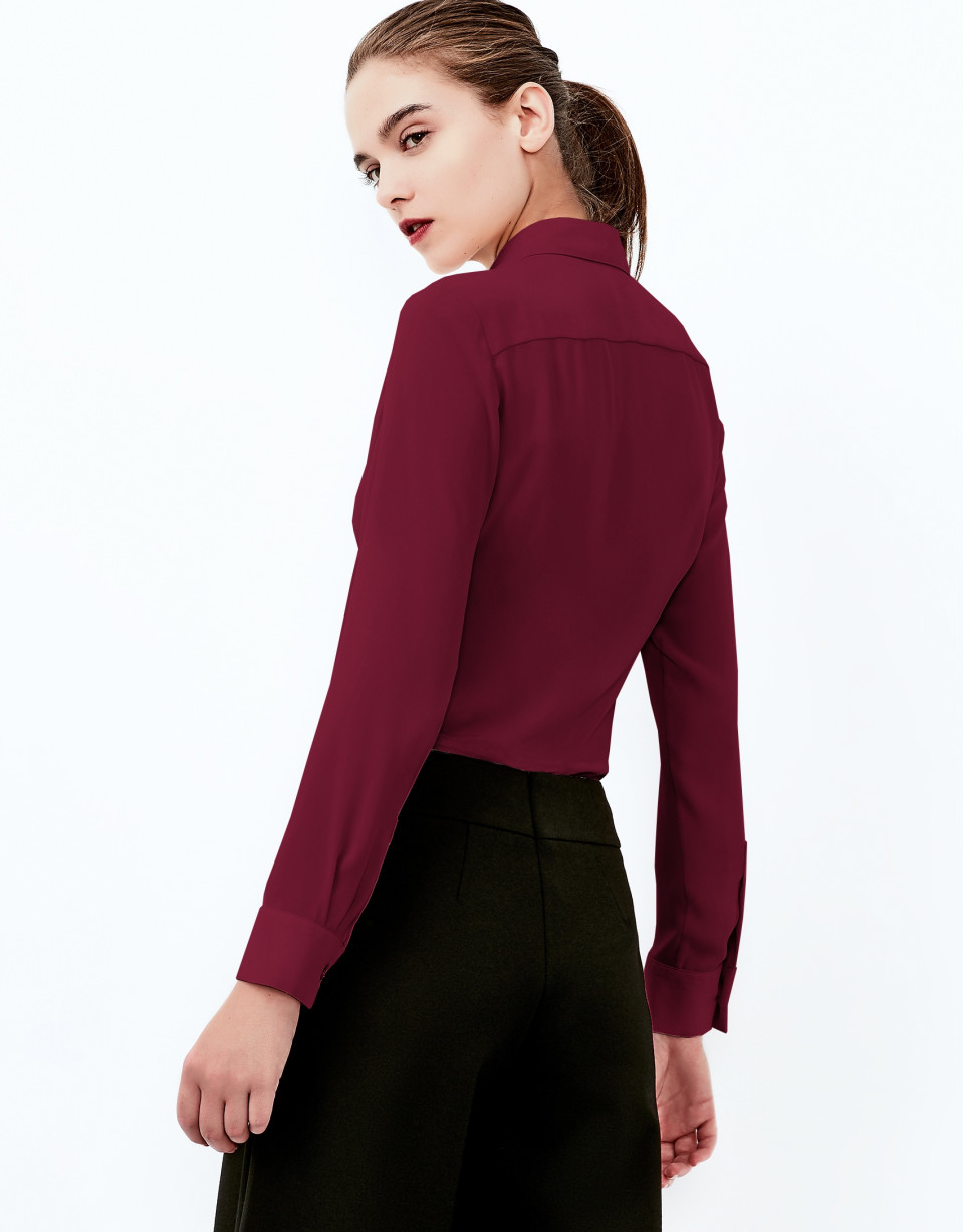Terra cotta shirt with central pleat