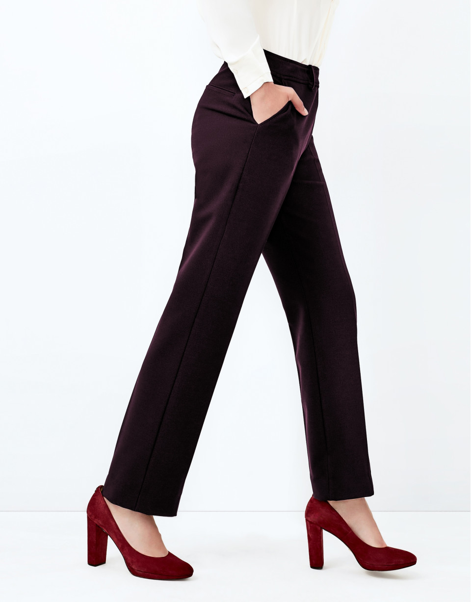 Pantalón crepe berenjena
