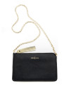 Bolso clutch piel saffiano negro/dorado Lisa