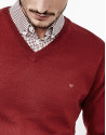 Jersey cuello pico granate