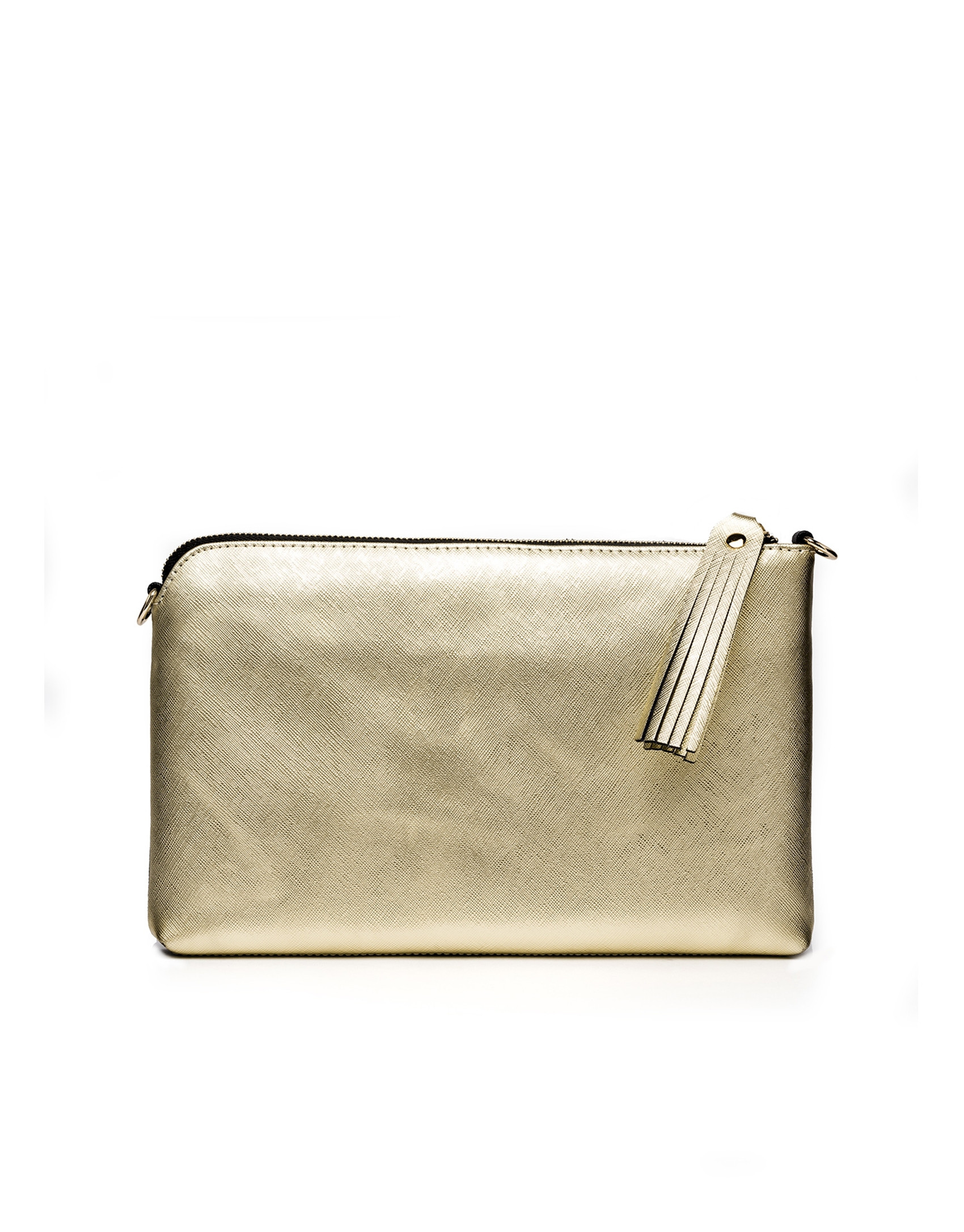 Bolso clutch piel saffiano negro/dorado Lisa