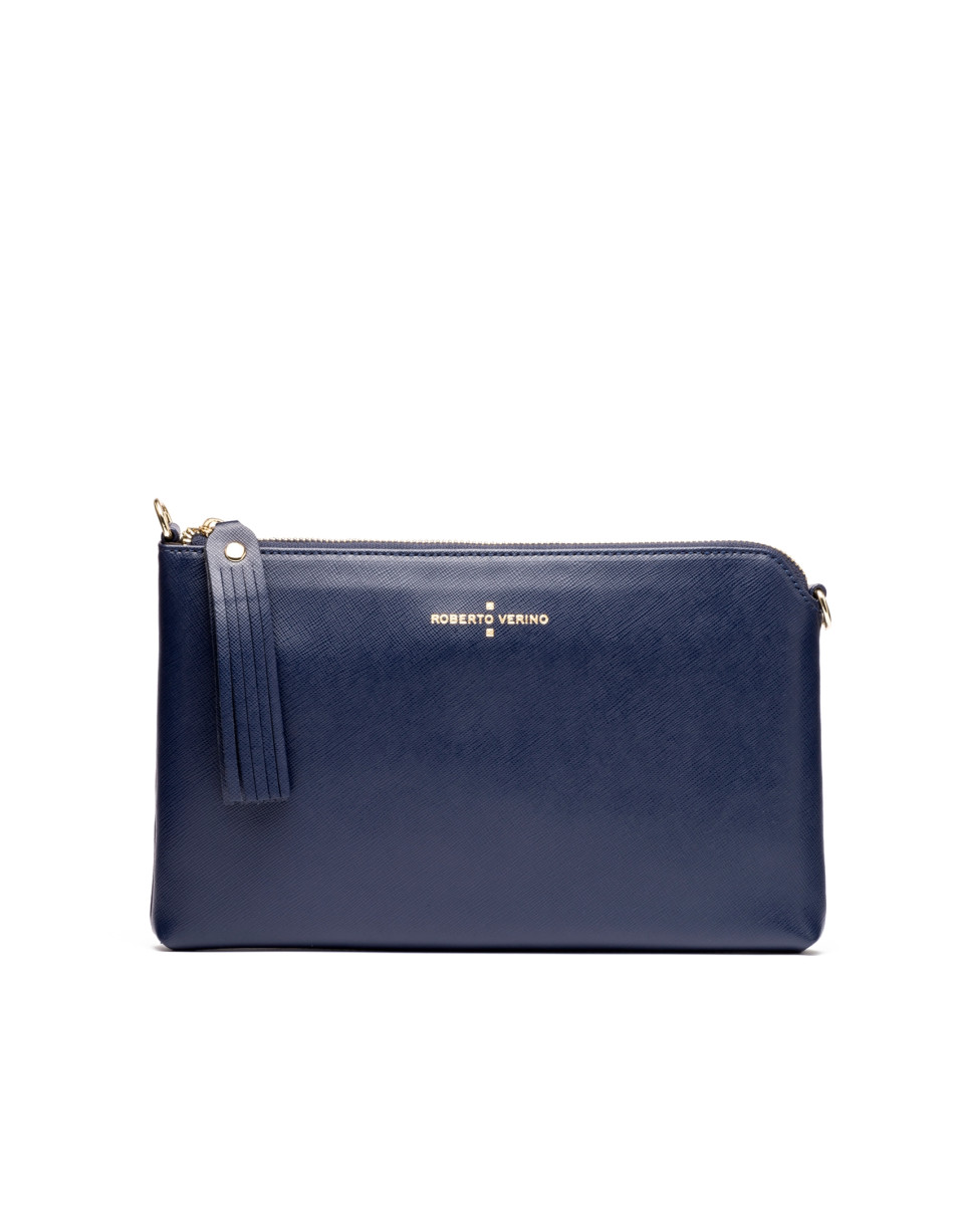 Bolso clutch piel saffiano azul marino Lisa