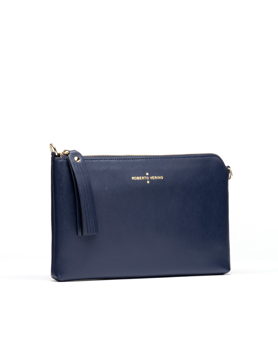 Navy Saffiano leather Lisa Clutch 