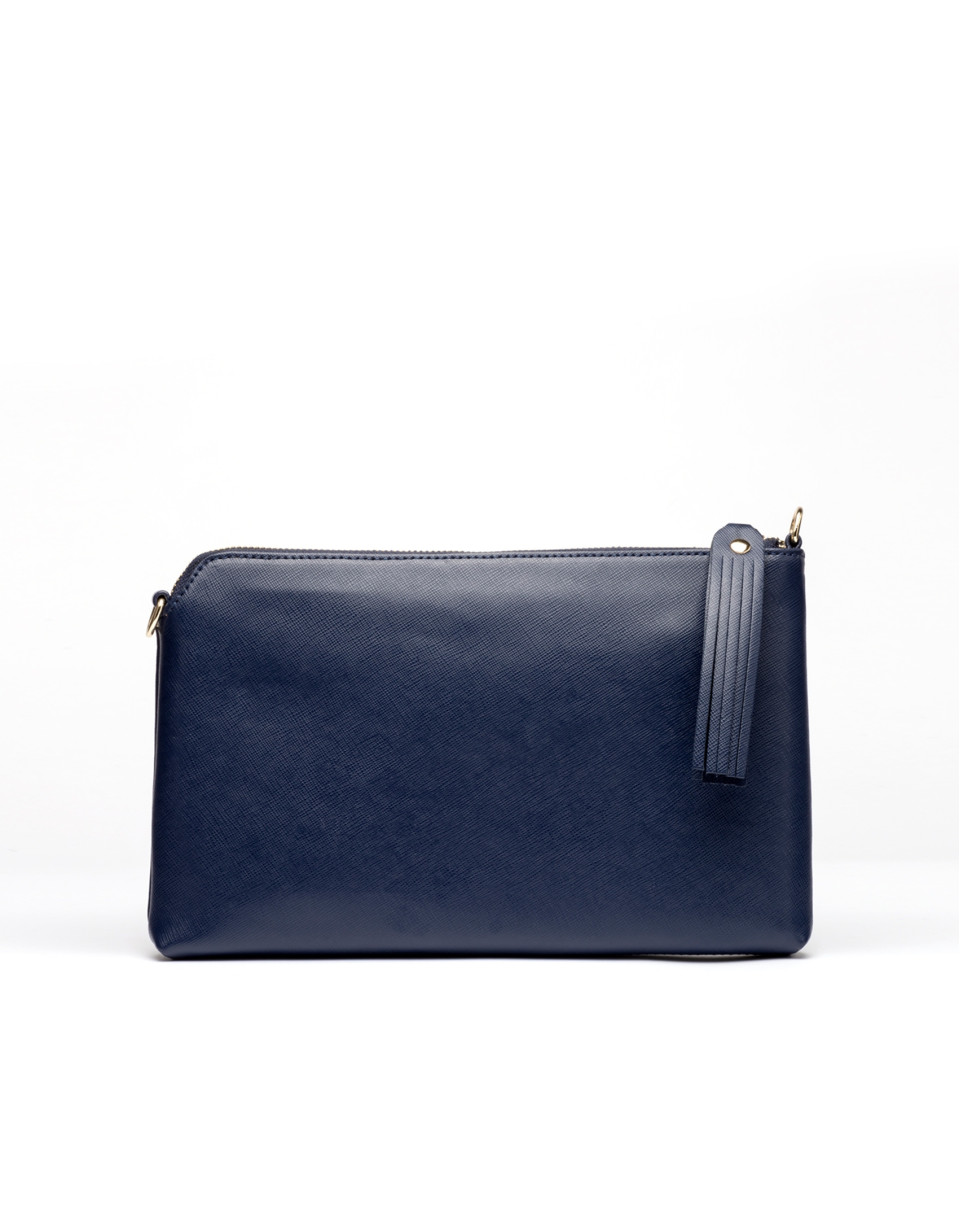 Bolso clutch piel saffiano azul marino Lisa