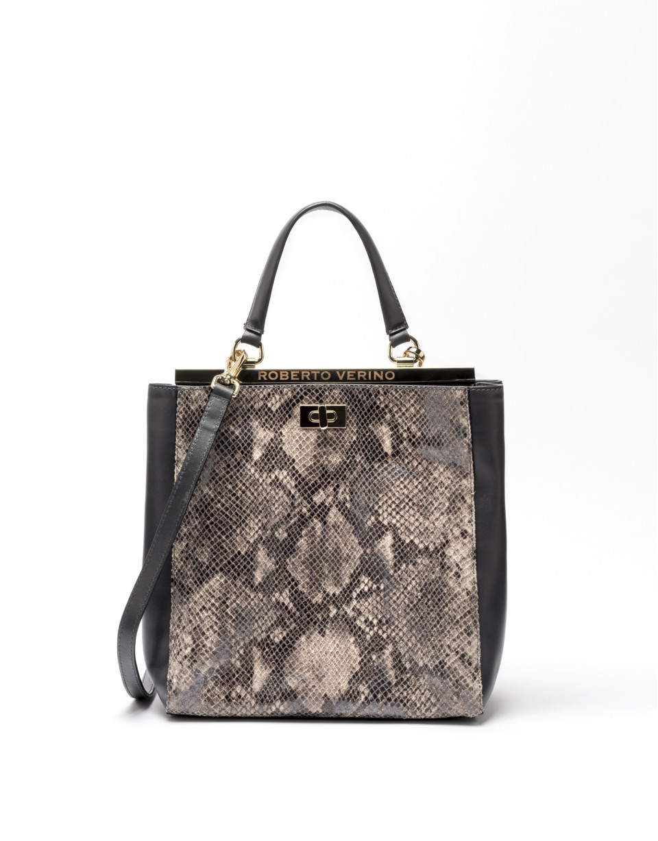 Bolso tote piel antracita Baver nano
